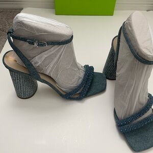 Women's Sam Edelman Blue Beaded Denim Kia Sandals size 10 1/2